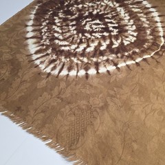 Vintage West African Bazin Riche Damask Fabric Tie Dye Brown Ochre Boho 2.4Yds