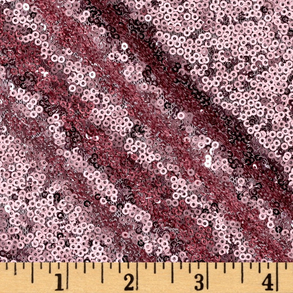 Ben Textiles Glitz Sequin & Mesh Fabric by The Yard, Mauve yard,