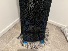 Black Silk Chiffon Velvet Burnout Scarf 40”x40” Wide