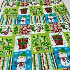 Cotton Flannel Fabric Christmas Red Green Snowman 42”x 110 Yards Snuggle 3yards