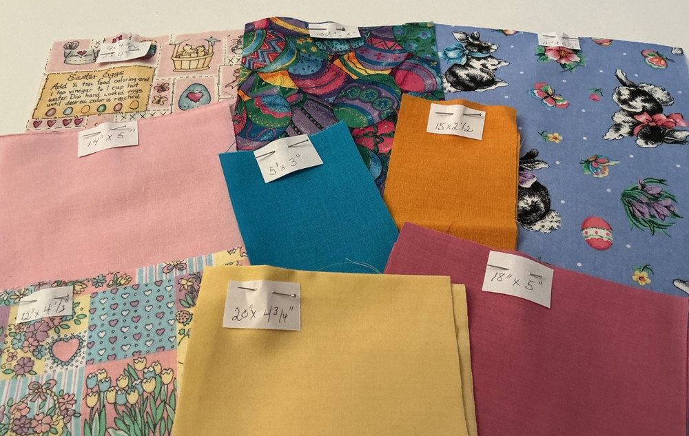 Easter Fabric, Lot of 9 Different Fabrics, sizes vary, (cotton/cotton blend)GR7