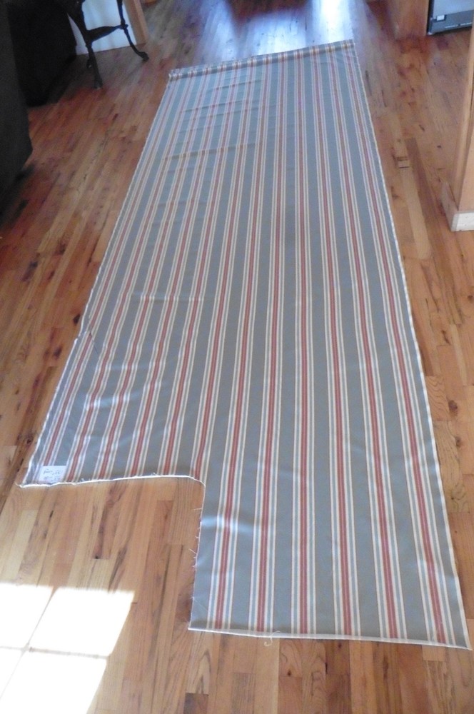Upholstery Furniture Material Fabric 53″ x 135″ Light Blue Red & Beige Stripes