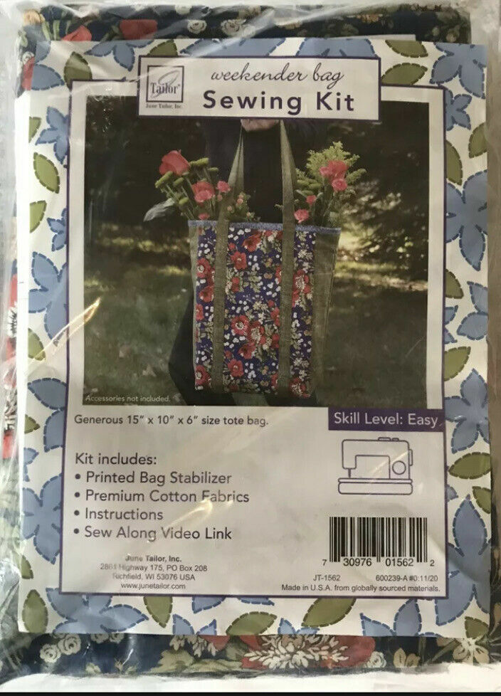 June Tailor WEEKENDER BAG SEWING KIT w/Video Link~Size 15” x 6” Tote Bag~Easy
