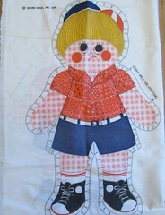 Vintage 21.5″ Young Boy Cut & Sew Fabric Spring Mills 1974 pillow/doll 