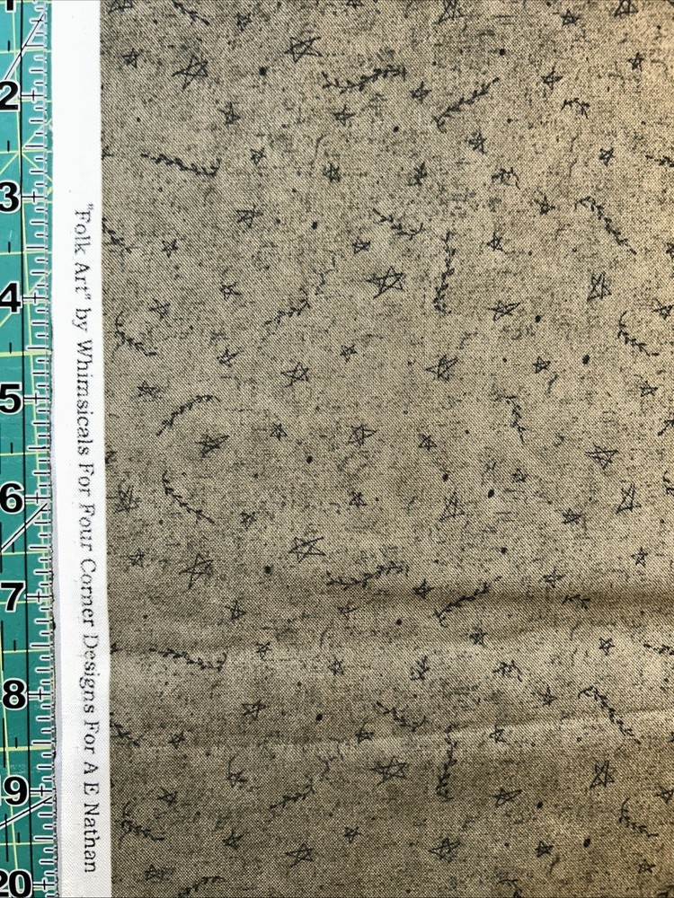 Folk Art By Whimsical For Four Corner Designs Cotton Fabric 1/2 Yard New
