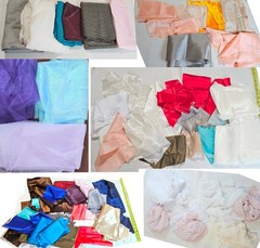 4 lbs Fabric Remnant Tulle Polyester Lining Mesh Sheer Faux Taffeta Stripe White