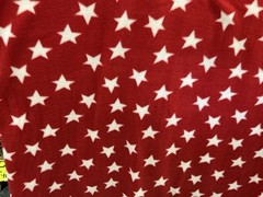 Red American White Stars Print Fleece Fabric – 60″ Wide – Sold by The Yard