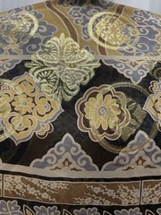 100% Silk Chiffon w/ Lurex Gold Brown Ornate Paisley Fabric By the Yard 45″ Wide