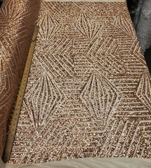 Blush Geometric Sequin Fabric on Mesh 2 Way Stretch “BombShell Sequins”