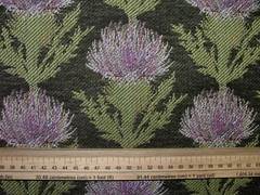 Scottish Thistle Curtain Fabric Black And Violet Upholstery Cushion Jacquard