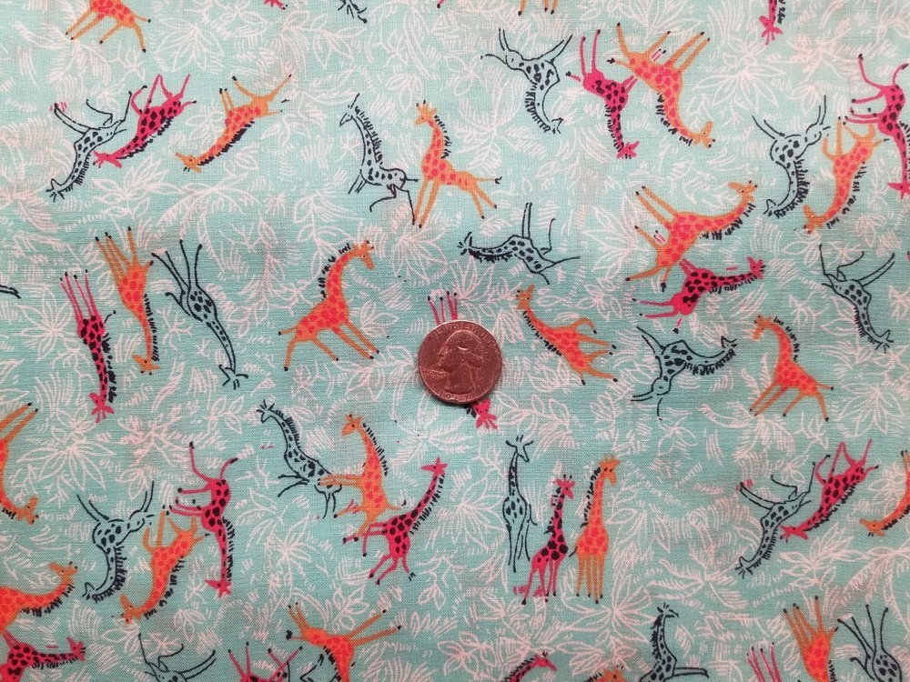 1 yd + 28″ X 43″ W Springs Creative FROLIC Fabric Whimsical GIRAFFE Blue Cotton