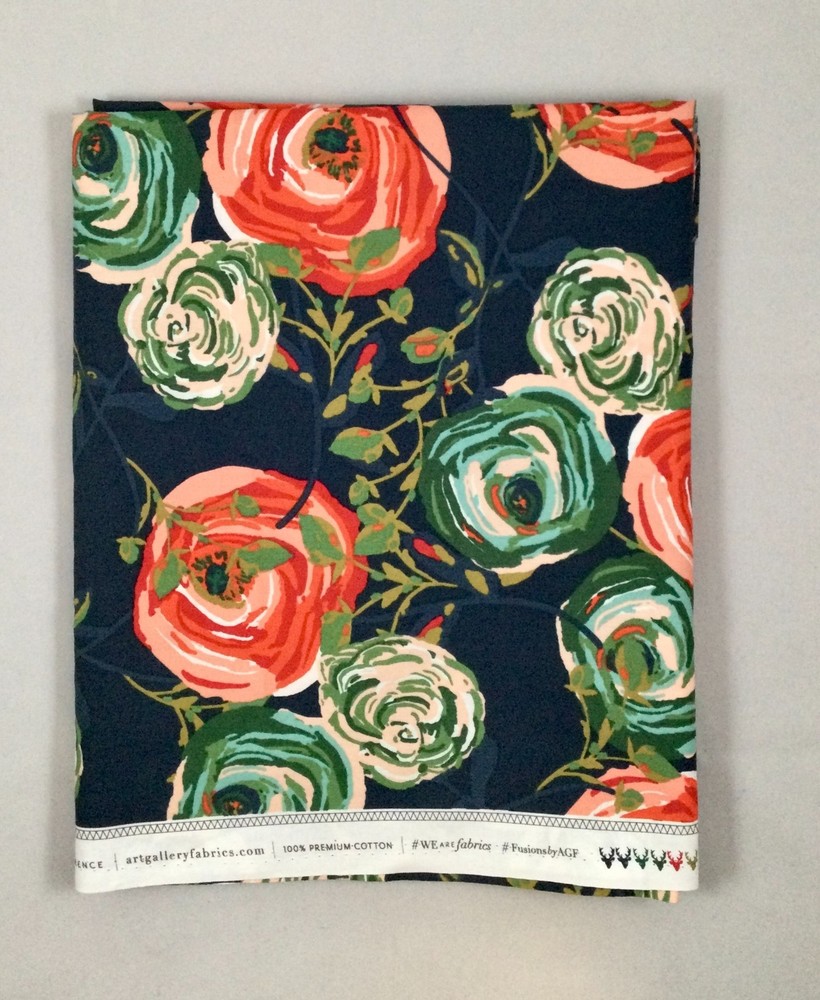 Art Gallery Woodland Fusion Fabric BariJ 2 Yards Blue Modern Floral Cotton Quilt