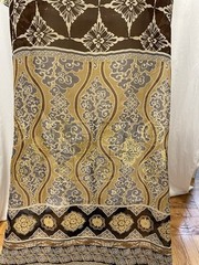 100% Silk Chiffon w/ Lurex Gold Brown Ornate Paisley Fabric By the Yard 45″ Wide