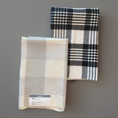 Kravet Windowpane Plaid Linen plus quilted Black White Grey Plaid Print 25″x25″