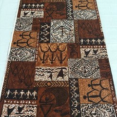 Hawaiian Print Fabric Traditional Tapa Lava Cloth Barkcloth Brown Tone 2yd+ READ
