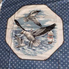 Vintage Shore Birds Fabric Panel 52×17 Seagulls Sandpipers Coastal Craft NOS