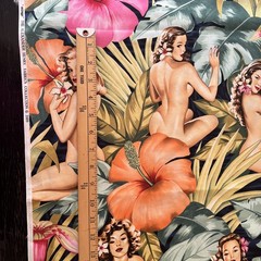 Alexander Henry Fabric Yd Mirage Sexy Pinup Island Girls Hibiscus Palm Leaves