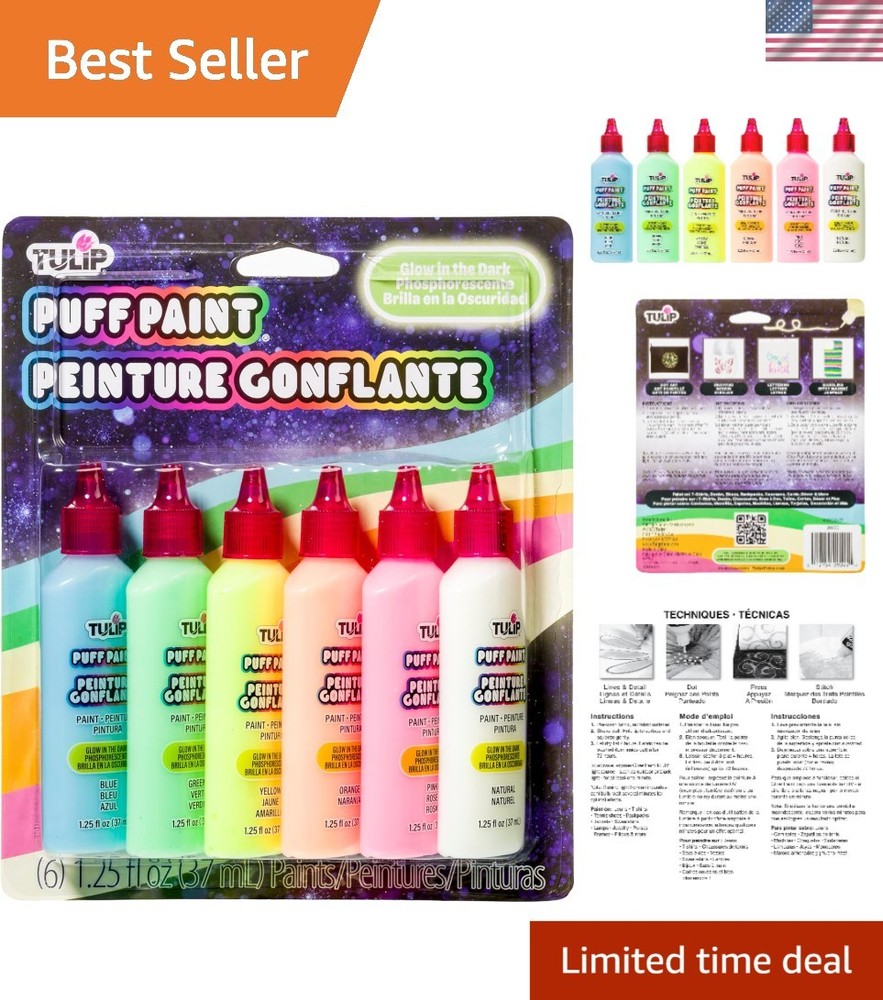6-Pack Machine Washable Dimensional Glow Paint – 1.25 Fl Oz Bottles