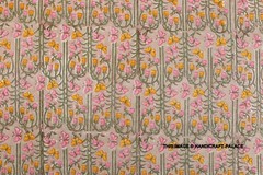 Cotton Fabric Hand Block Butterfly Print Pure Running Indian New Vintage 3 Yard