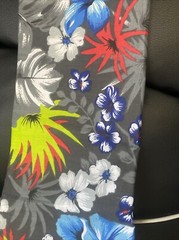 Gray black Hawaiian Flowers Poly Cotton 60” Wide fabric- None Stretch Remnant