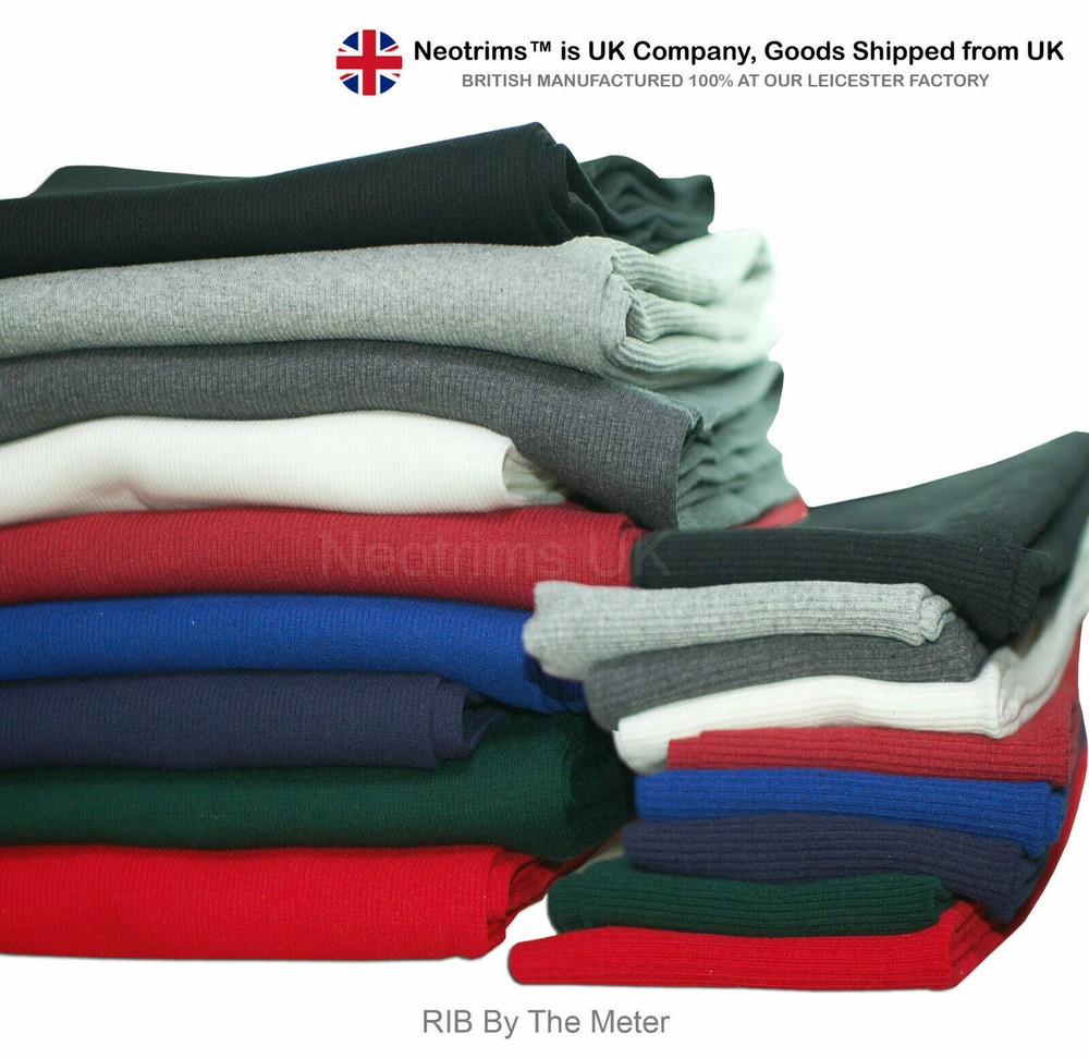 Knit Rib 2×2,Stretch Ribbing Matching Sweat Shirt Fleece Fabric Material,1m, 2m