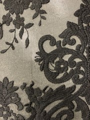 Teagan BLACK Damask Design Embroidered on Mesh Lace Fabric by the Yard – 10027