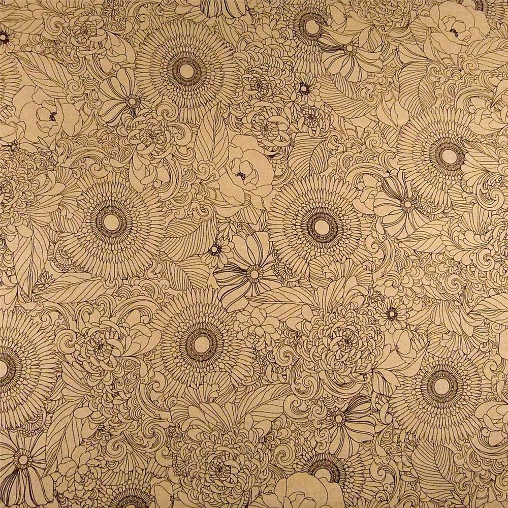 Essex Print by Robert Kaufman, Ink Black on Buff Brown, Cotton Fabric BTY