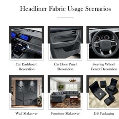 Suede Headliner Fabric, 72″L×60″W Dark Grey Car Headliner Material | Tela p