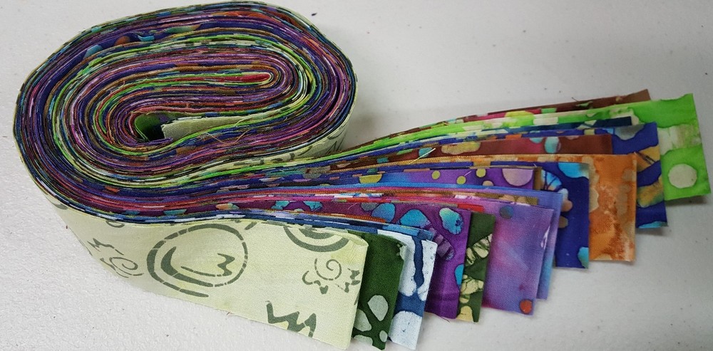 50-1.5″ MIXED colors, BATIK strips, honey bun, quilt, cotton fabric-grab bag