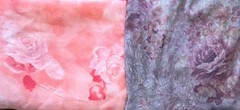 Polyester Blend Rayon Floral Crinkle Fabric Pinks And Purples Lot Of 2