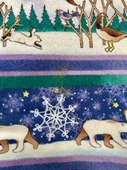 Winterwood Flannel Fabric Polar Bears Bunnies Goose Squirrels Blue BTY