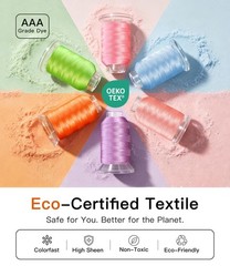 AAA-Grade Polyester Embroidery Thread, 50 Colors, 40WT, 550 Yards Each, [Top …