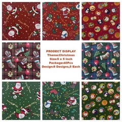 48 PCS Christmas Fabric Squares 100 Cotton Pre-Cut Charm Packs 5×5 Inch