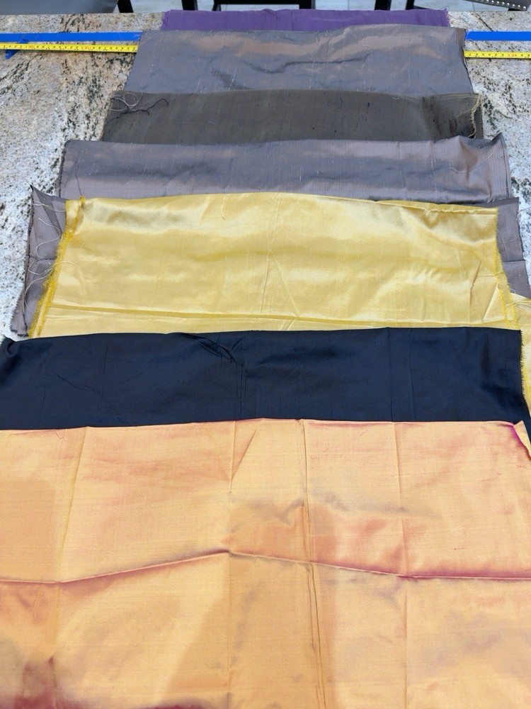 Lot of 7 Shiny Fabric Remnants – Satin & Taffeta for Sewing Crafts