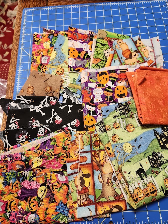 Halloween Fabric Scraps & Remnants Random Cotton Prints 1/2 lb Grab Bag