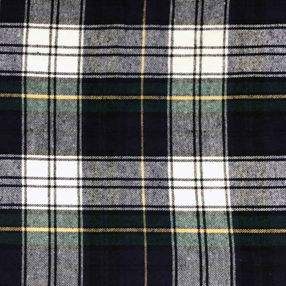 Gray & Green Plaid Cotton Flannel Fabric – 60″ Wide – Sold by the Yard and Bolt