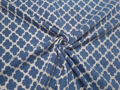 Covington TRELLIS WALK INDIGO Navy Blue Beige Woven Designer Drapery Uph Fabric
