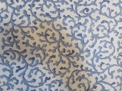 WAVERLY SAVOY BLUE & WHITE FLORAL VINE LEAFY FABRIC 1.75 YARDS