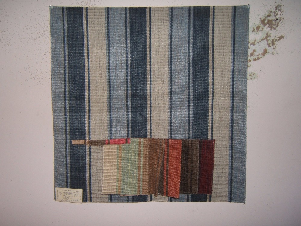 Mulberry Home, Grand Central Stripe Tapestry, Color Stone and Blue