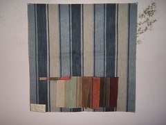 Mulberry Home, Grand Central Stripe Tapestry, Color Stone and Blue