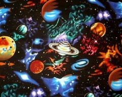 FAT QUARTER FABRIC PLANETS SPACE GALAXY STARS SOLAR SYSTEM STARGAZERS MOON FQ