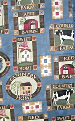 🐄 COUNTRY HOME FARM Print Fabric * 1 yard 20″ * Americana Cow Chicken Barn 🐔