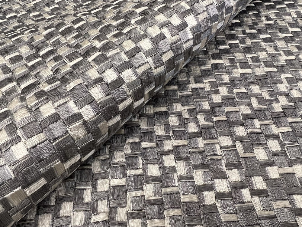 Zinc Textile All Over Square Embroidery Fabric- Hauberk Tungsten 1.75 yd Z528/02