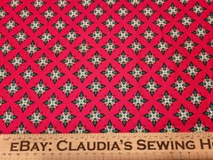 Laredo BTY Quilting Treasures Turquoise Green Black White Medallion on Deep Red