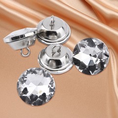 Diamante Silver Rhinestone Crystal Round Buttons Sewing Craft (20mm) CHU