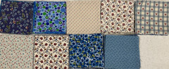 4″x4″ SQUARES – PACK #15 – BLUE MIXED COTTON PRINTS QUILTING SQUARES- 178 PCS