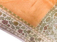 Pure Tussar Sari, Silk Fabric 5 Yard, Recycled Natural Vintage Fabric TSS3312