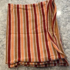 Vintage 22″x51″ Diameter Striped Orange Red Beige White Silver Knit Fabric Tube