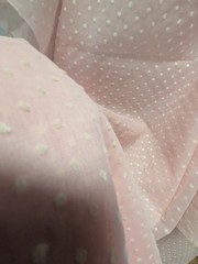 Pink Swiss Dot Fabric Panel 44×88 White Flocked Dots Sheer Sewing Craft