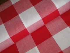 Dunroven House 3 Inch Farmhouse Check Red White Woven Cotton Homespun Fabric